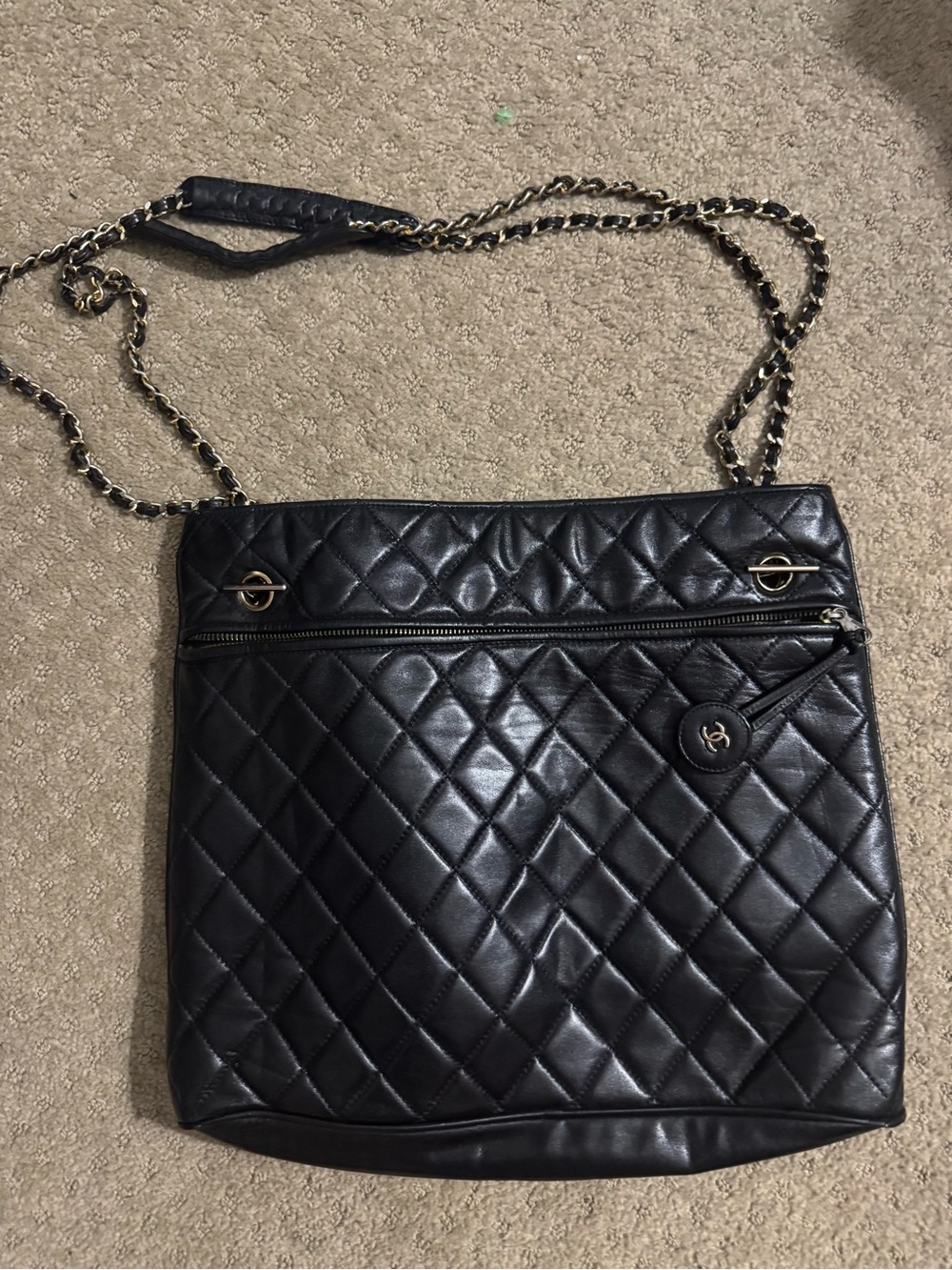 Vintage Chanel Tote- Lambskin Quilted Leather w/ CC Charm- - Picture 13 of 15